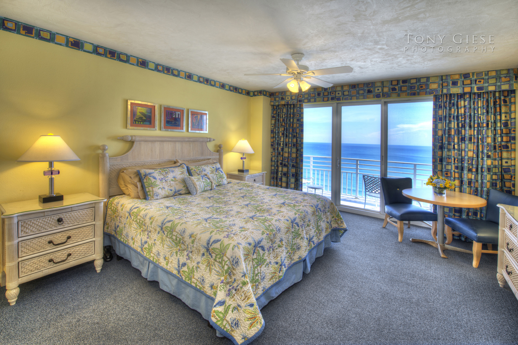 Condo Master bedroom with a ocean view, Ocean Walk Resort, Daytona Beach, Florida. Photo by Tony Giese Photography
