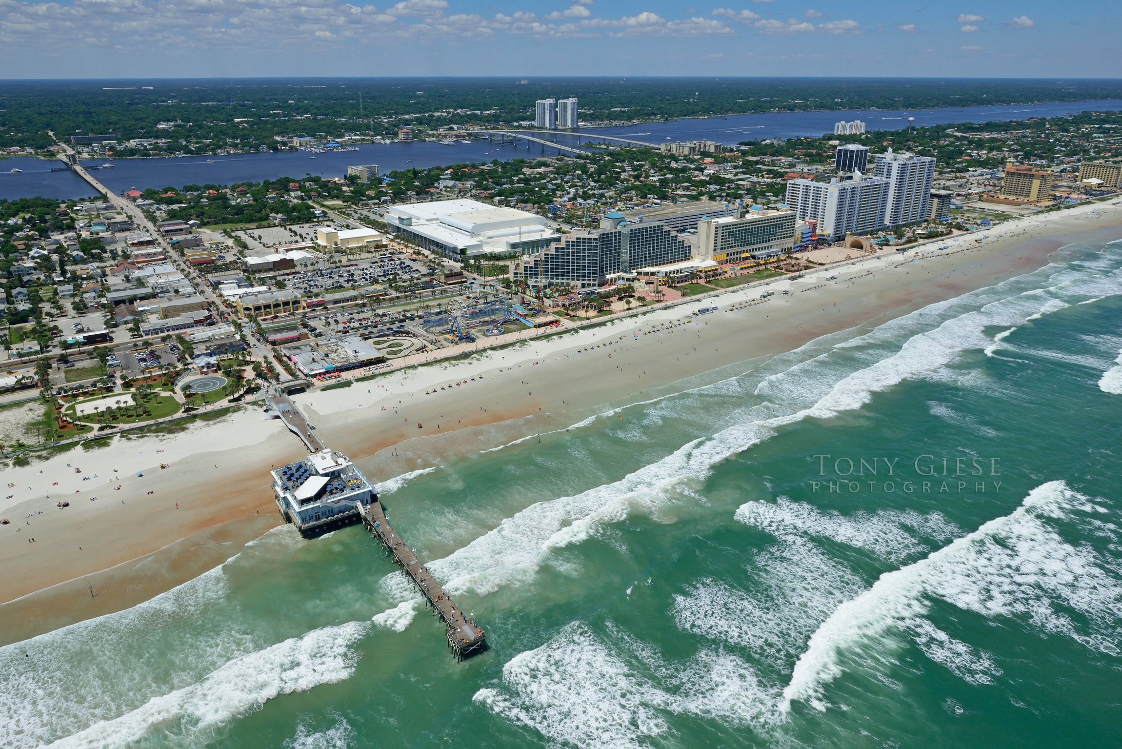 Aerial view of the world-famous Daytona beach, Florida.